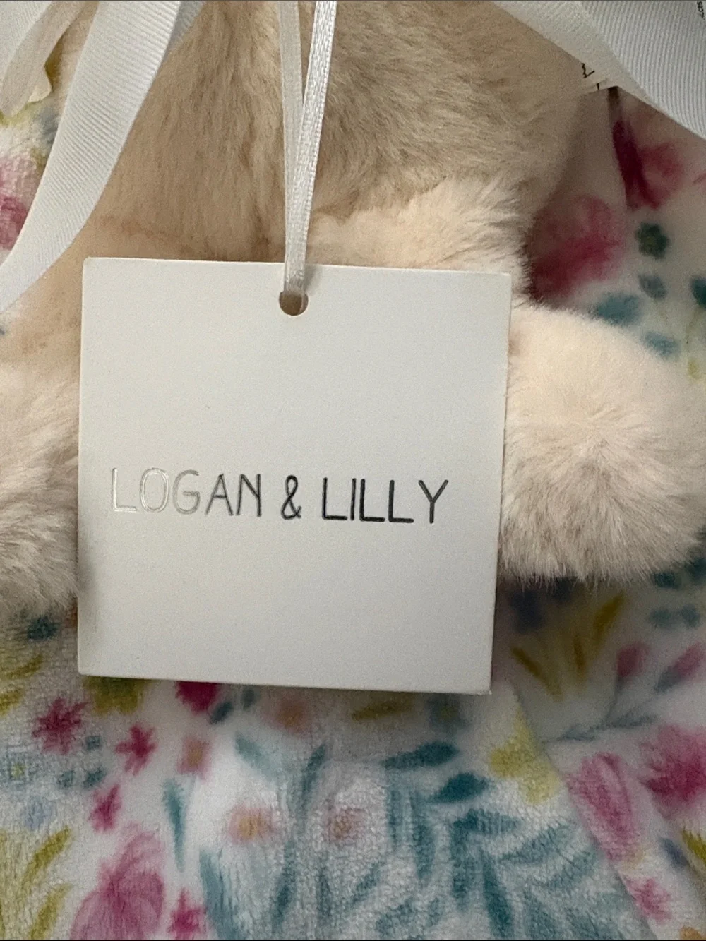 Logan & Lily Cream Floral Bunny Plush Baby Throw